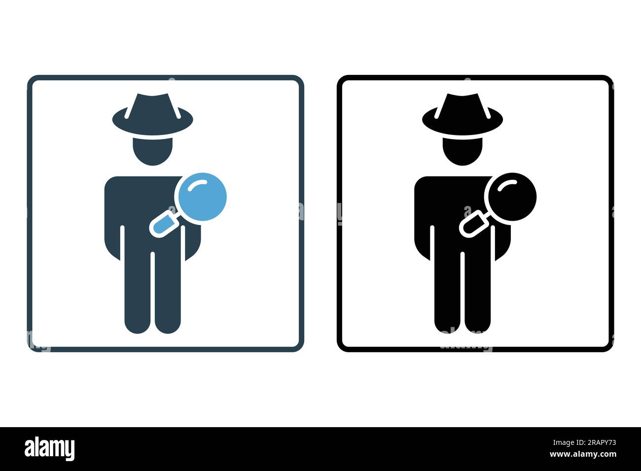 Fraud Detection icon. detector, people and Magnifying glass. Solid icon style design. Simple vector design editable Stock Vector
