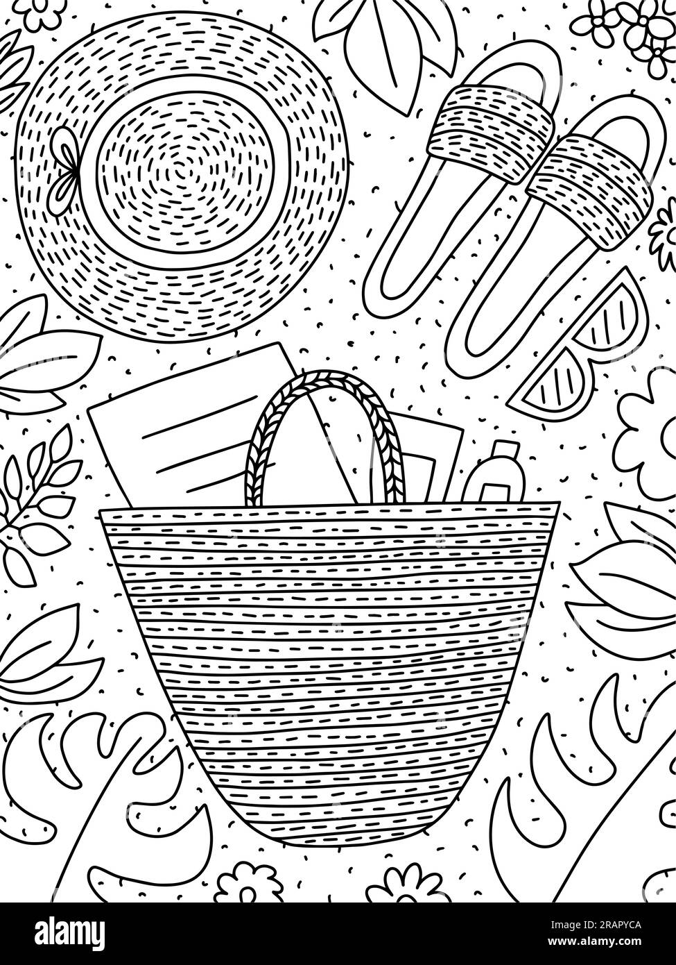 Summer beach coloring page Stock Vector Image & Art - Alamy