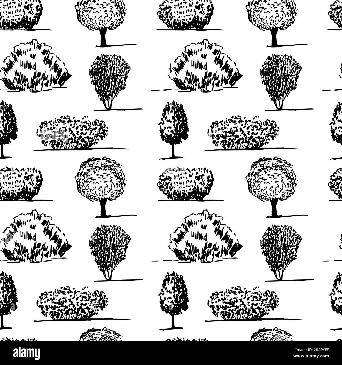 different kinds of trees semless pattern Stock Vector