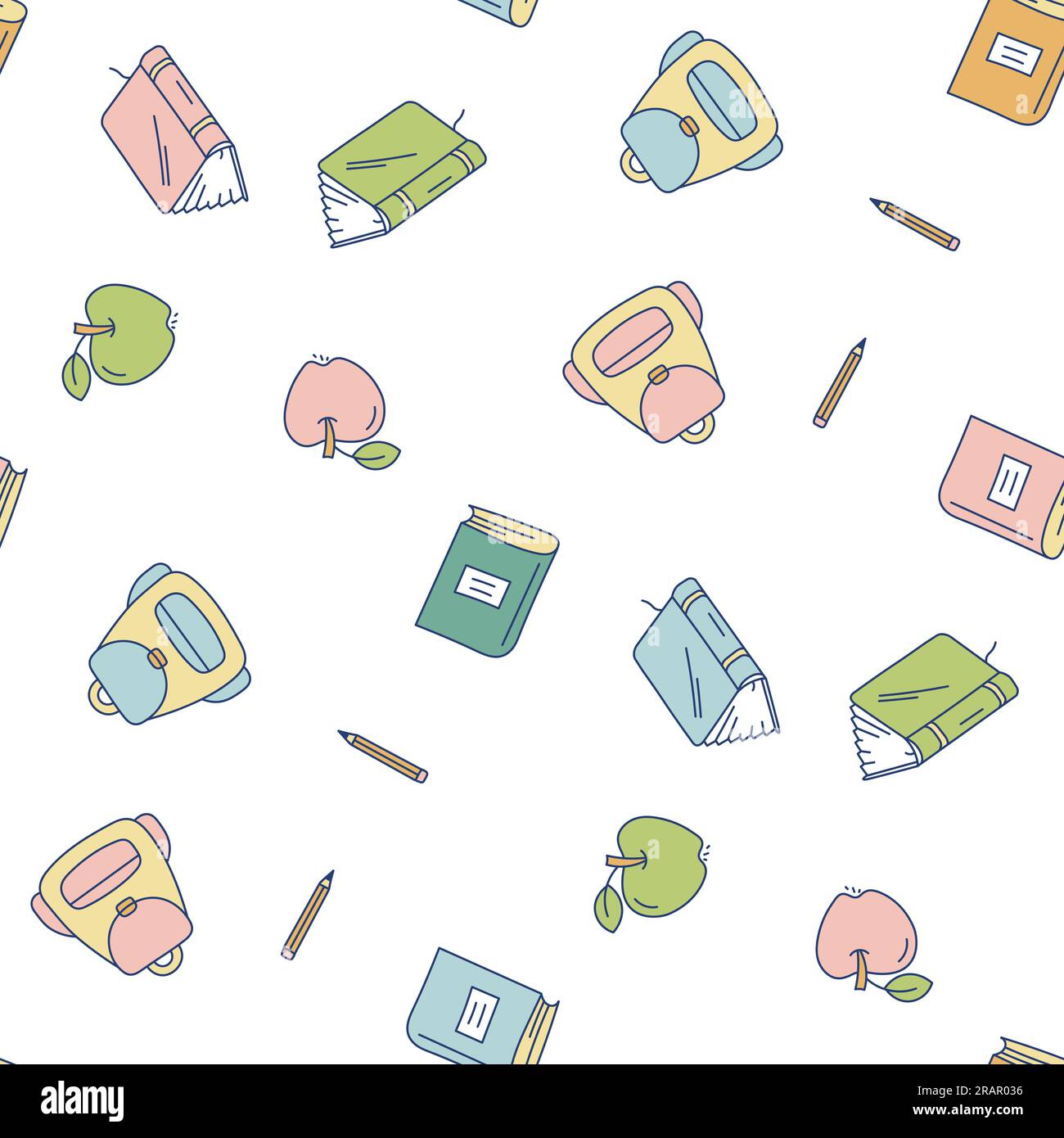 Cute Vector Seamless Pattern With Art Supplies. Colorful Doodle