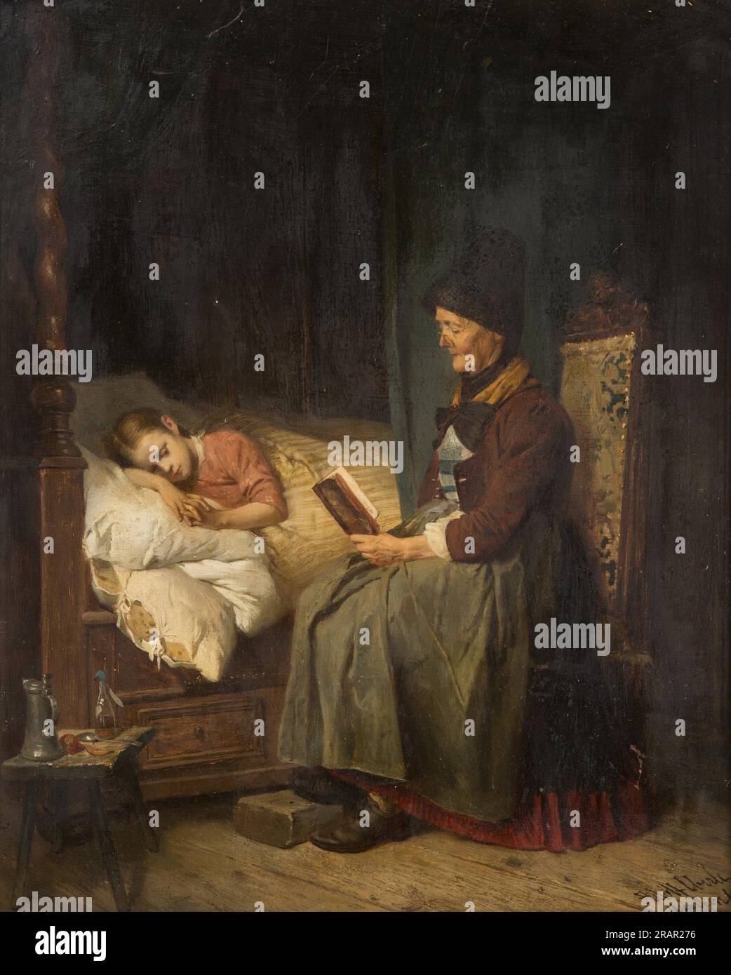 A bedtime story 1869 by Adolf Eberle Stock Photo - Alamy