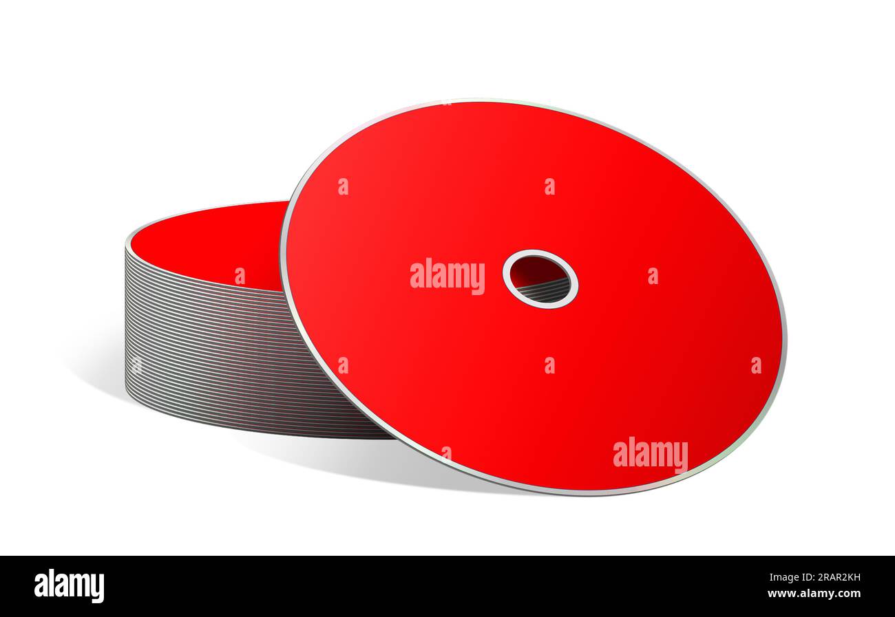 CD or DVD blank template red for presentation layouts and design. 3D rendering. Digitally