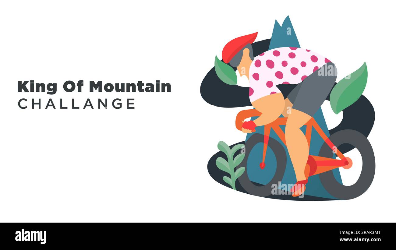 king of mountain challange template with blank space for copy space . cycling vector illustration Stock Vector