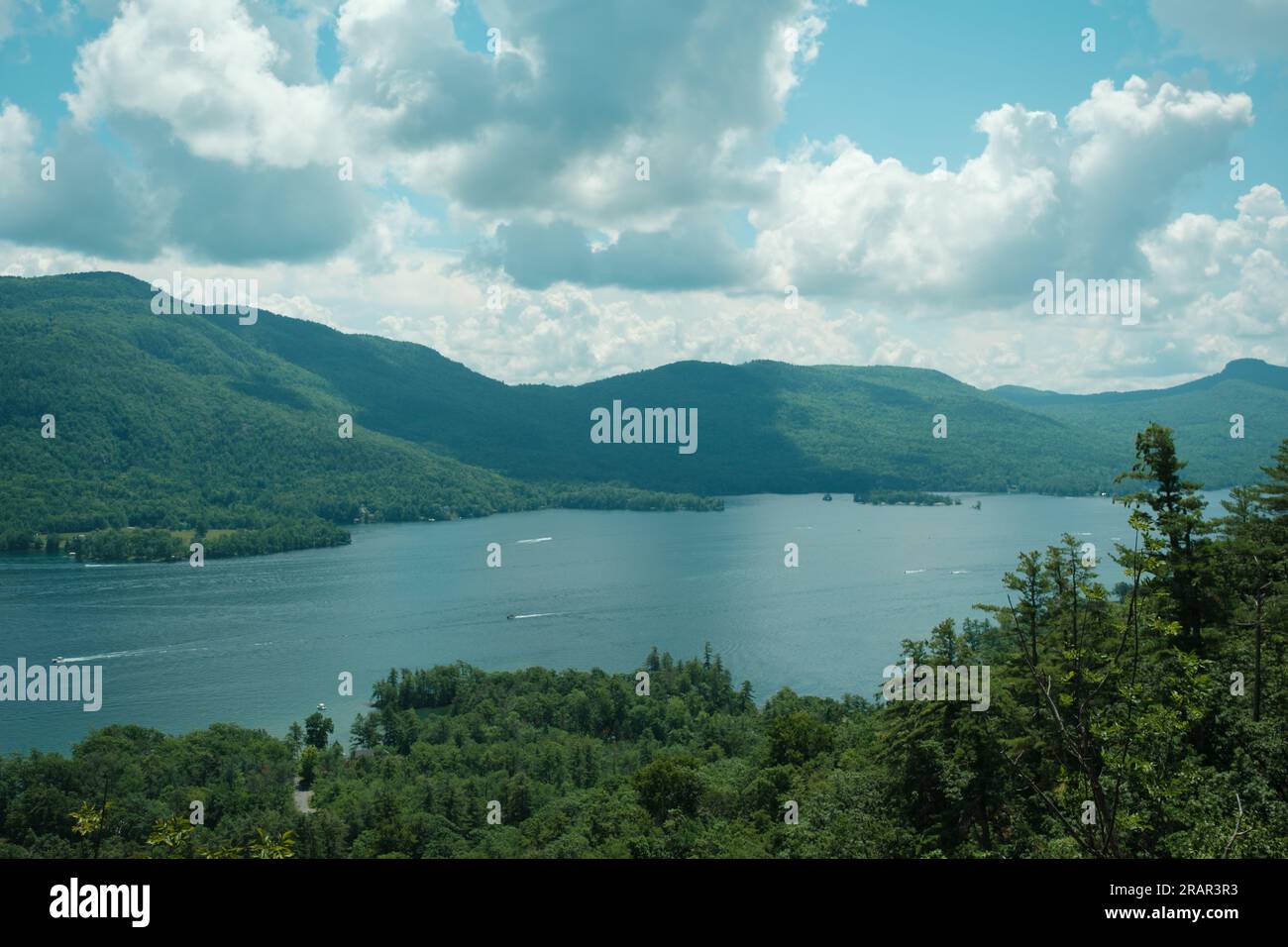 View of Lake from Uncas Cliff, in Silver Bay, New York Stock