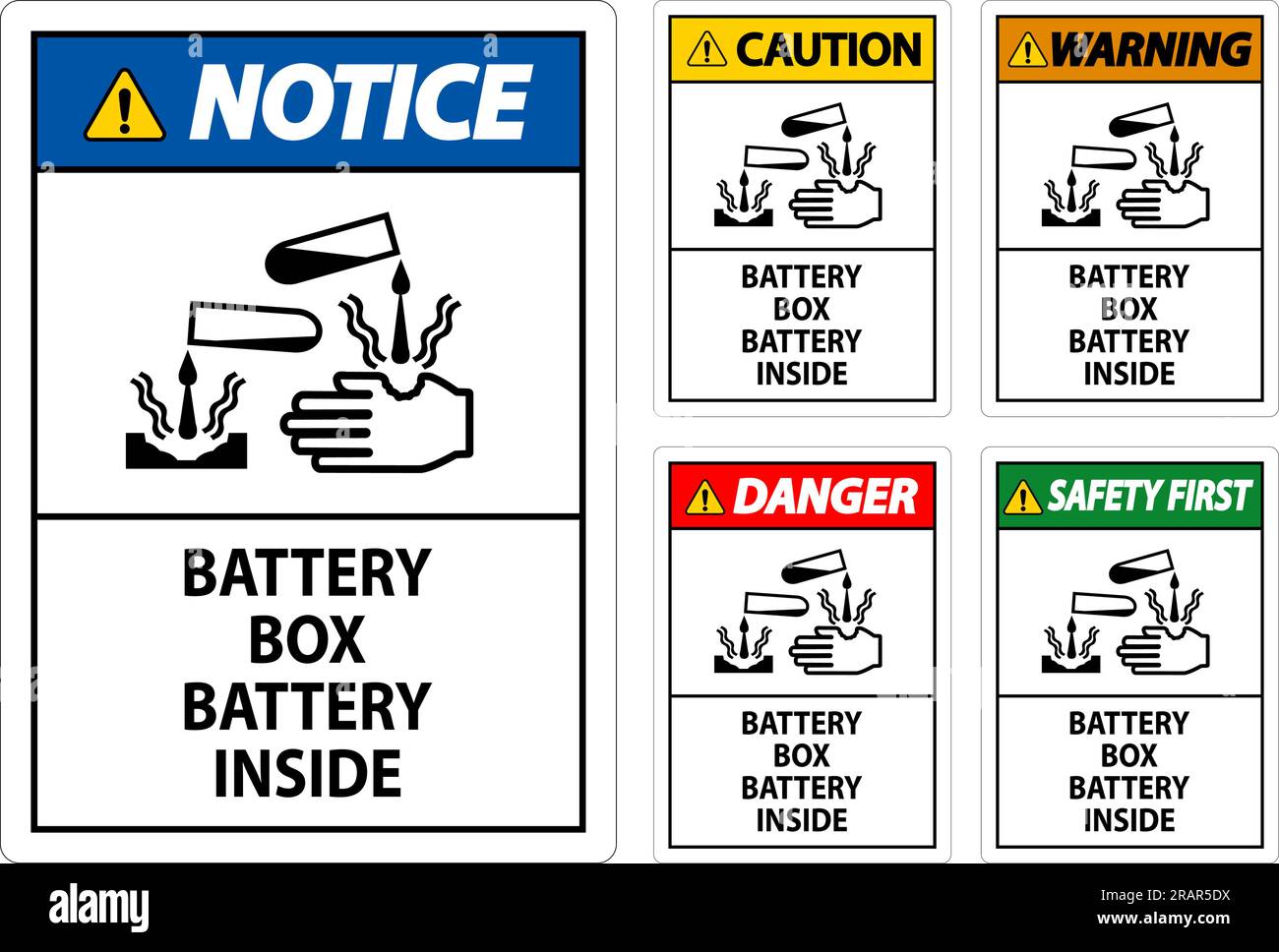Notice Battery Box Battery Inside Sign With Symbol Stock Vector Image