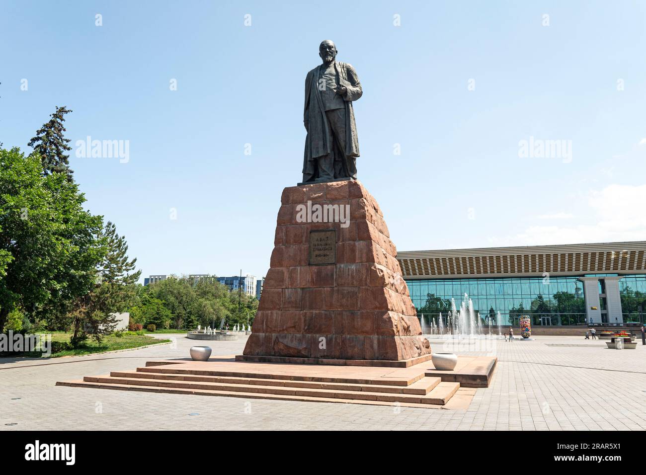 , Almaty, Kazakhstan. May 26, 2023: Monument of Abay Qunanbayuli - was a great Kazakh poet, composer and philosopher. Monument established in 1960 fro Stock Photo