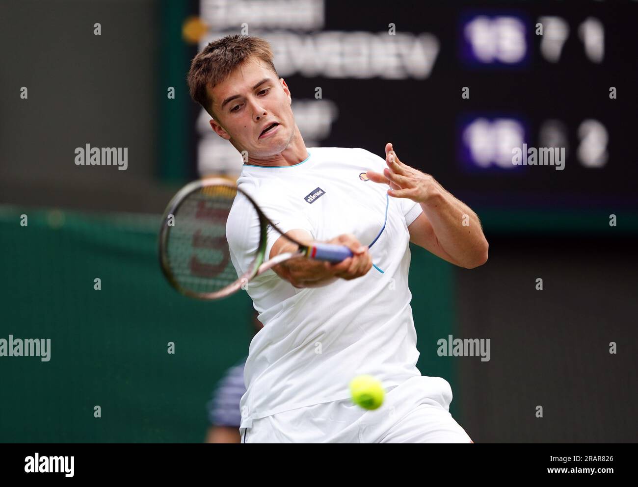 Arthur Fery in action against Daniil Medvedev (not pictured) on day ...