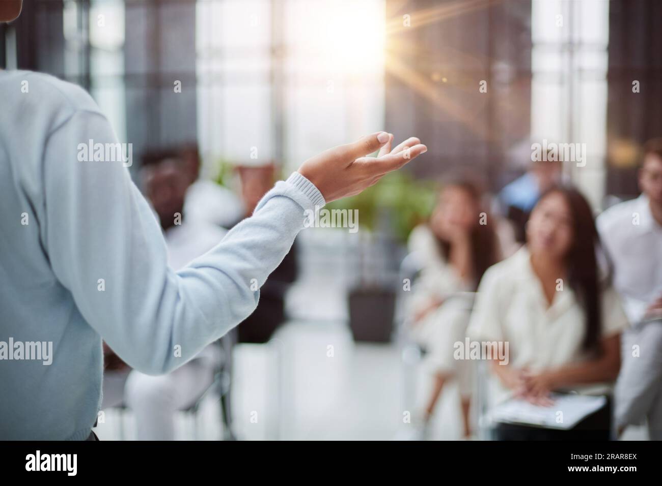 Pensive African American woman freelancer writes notes, planning working process Stock Photo