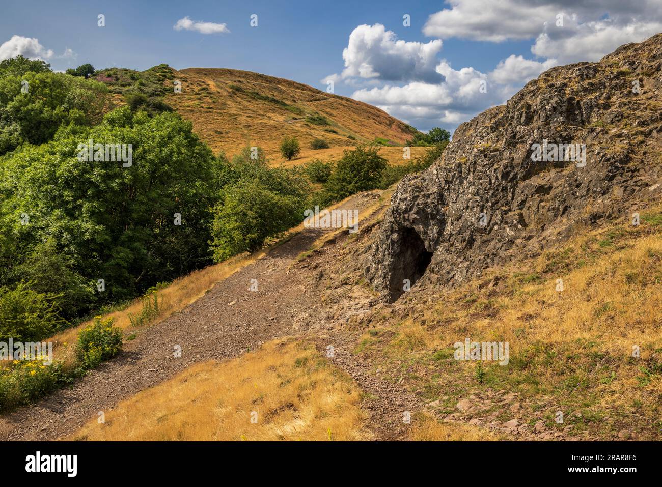 Clutter’s Cave and British Camp Iron Age Hillfort in the Malverns, Herefordshire Stock Photo