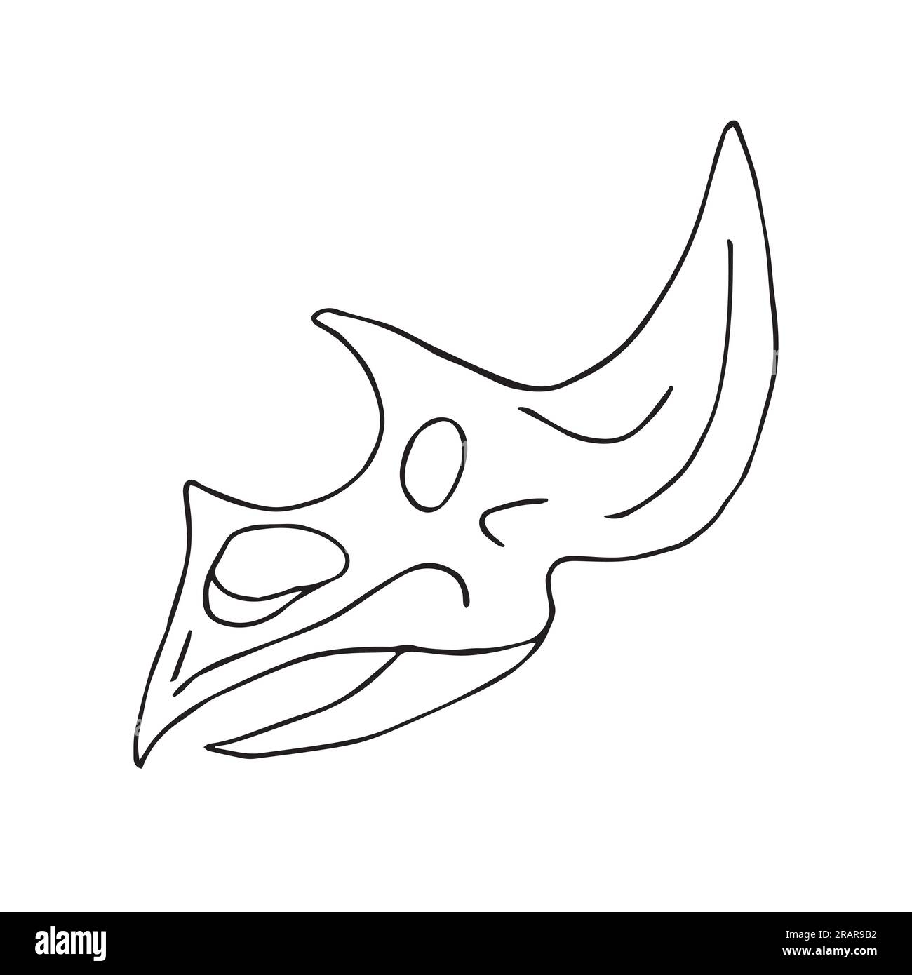 Vector hand drawn sketch triceratops dinosaur skull isolated on white background Stock Vector