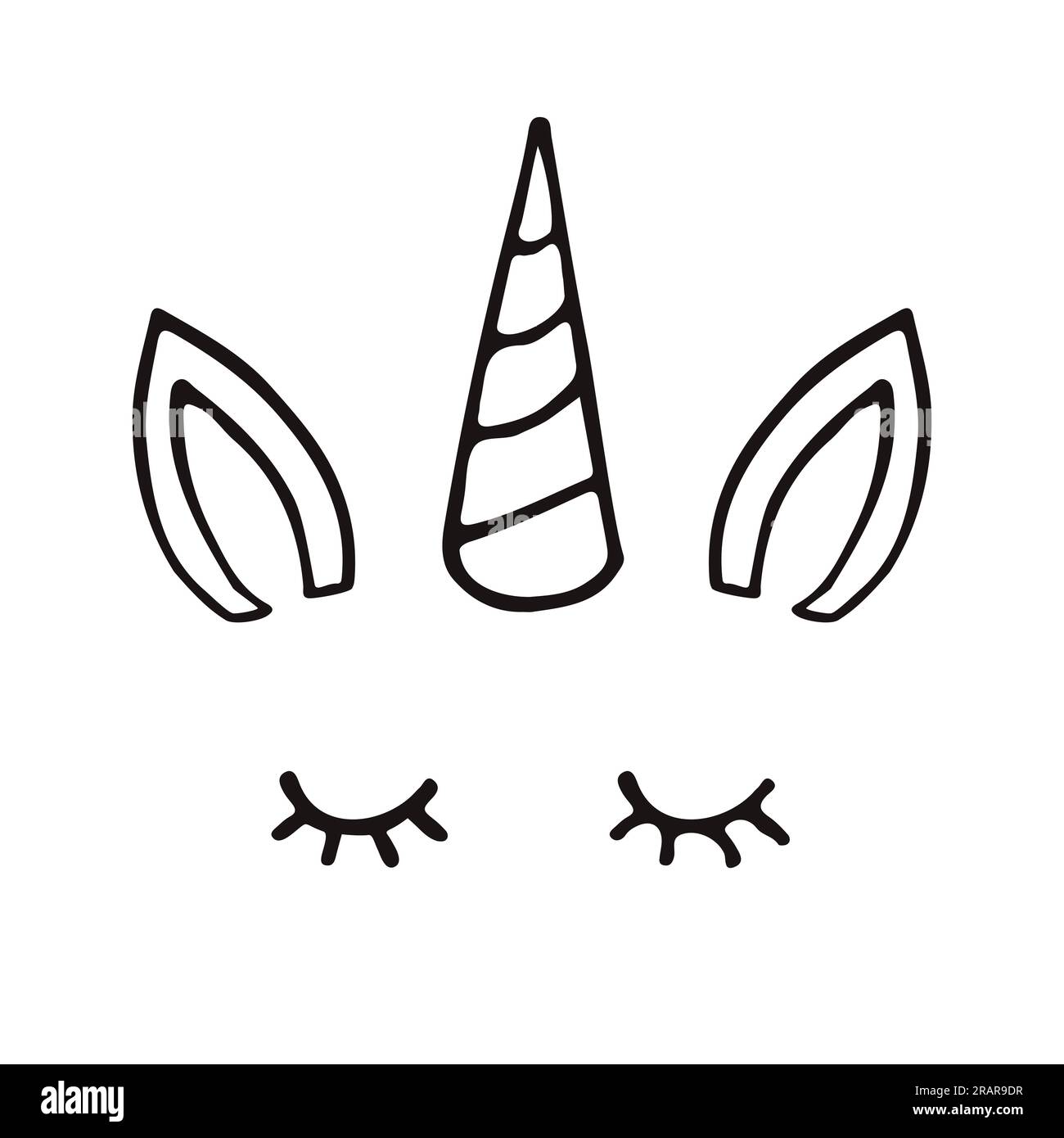 Vector hand drawn doodle sketch unicorn face isolated on white ...