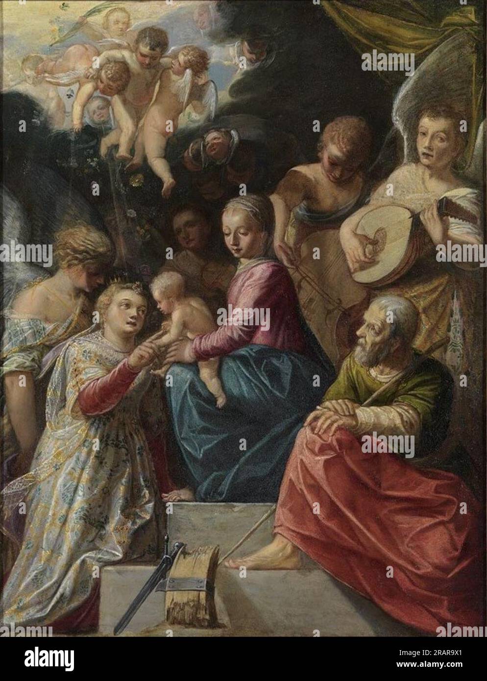 The Mystic Marriage of St. Catherine 1599 by Adam Elsheimer Stock Photo ...