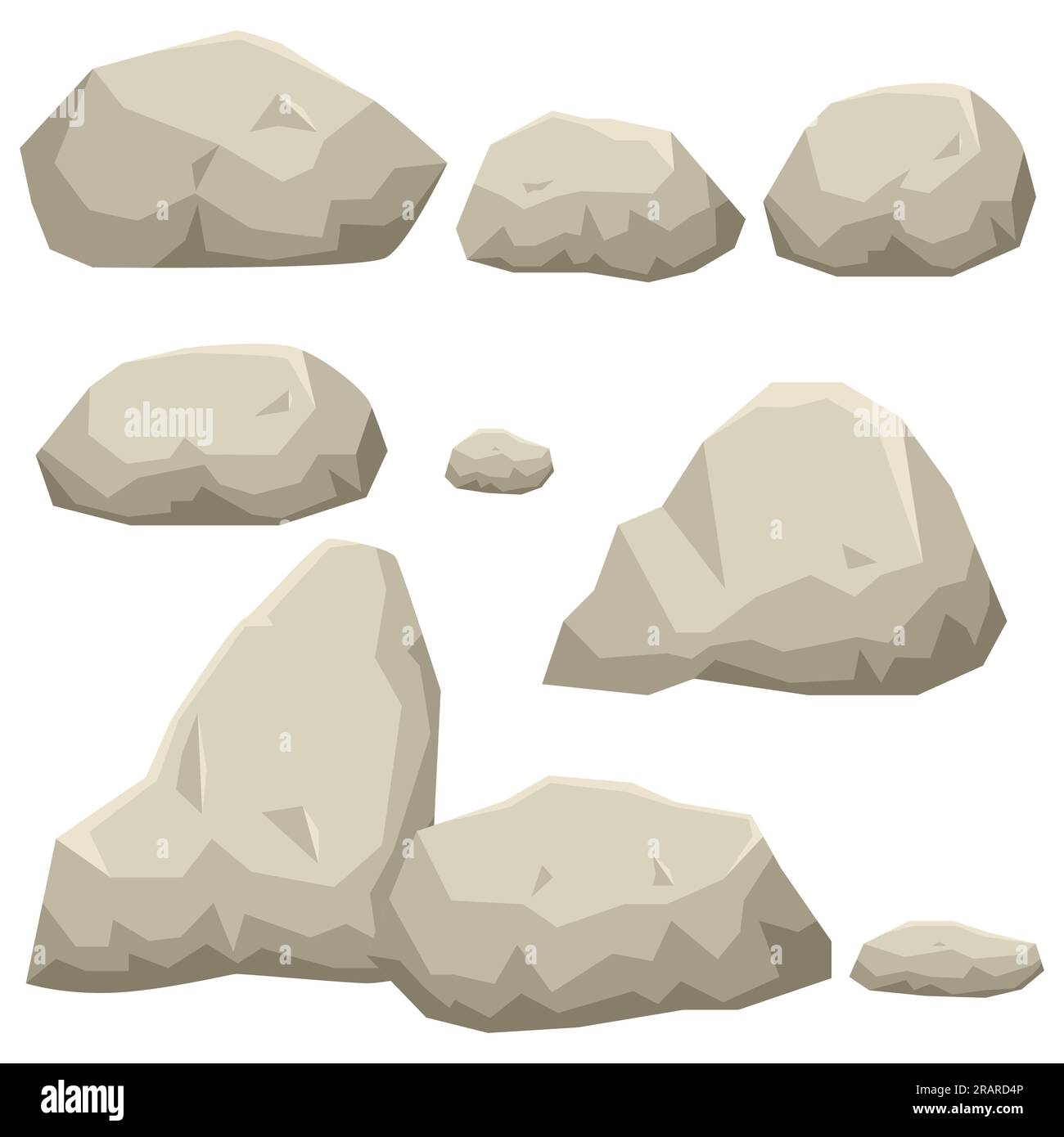 Graphic illustration of rock stone set Stock Vector