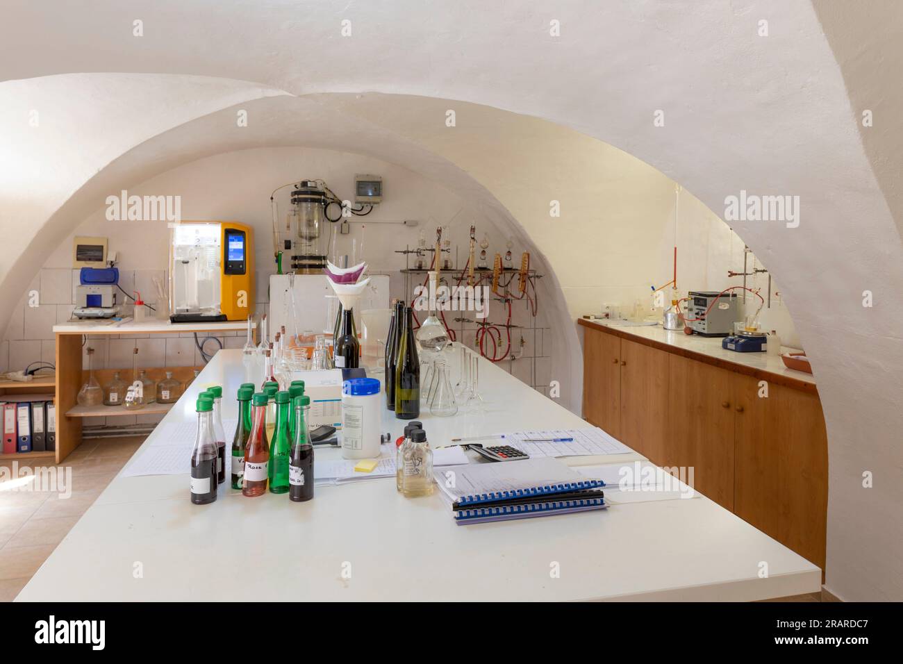 wine's laboratory with traditional and modern apparatus Stock Photo Alamy