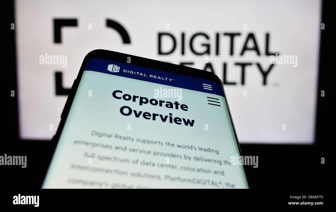 Smartphone with web page of US data center company Digital Realty Trust