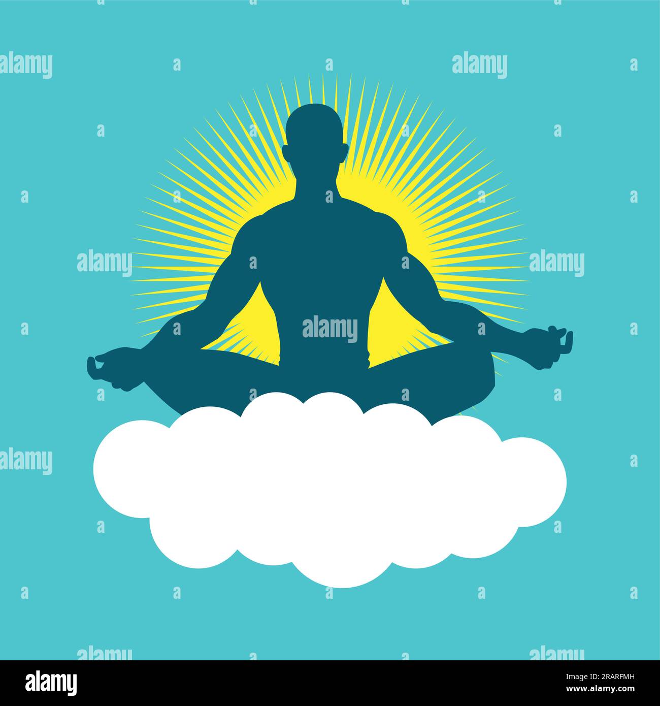 Man meditating at sunrise Stock Vector Images - Alamy