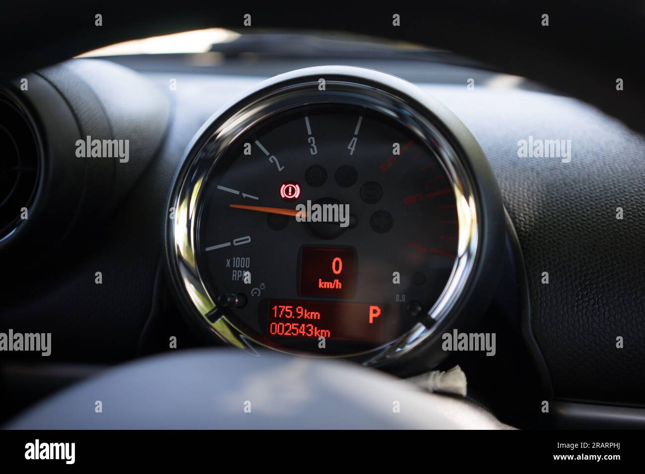 Black car dashboard with speed meter Stock Photo Alamy