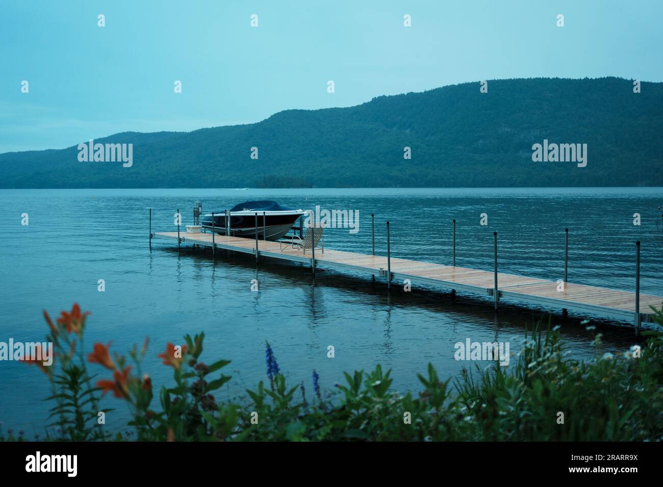 A dock on Lake in Silver Bay, New York Stock Photo Alamy