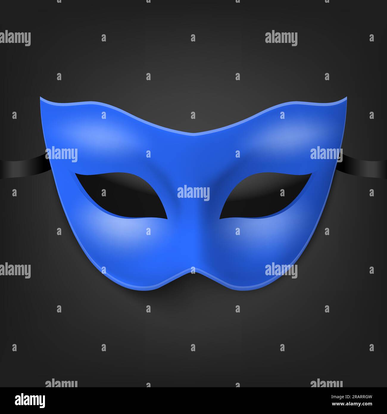 Vector 3d Realistic Blank Blue Carnival Vintage Mask Icon Closeup