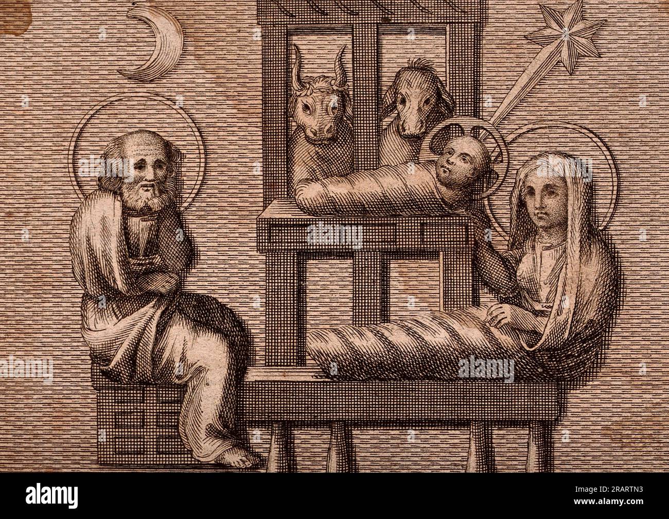 The Virgin Mary and the infant Christ wrapped in swaddling clothes