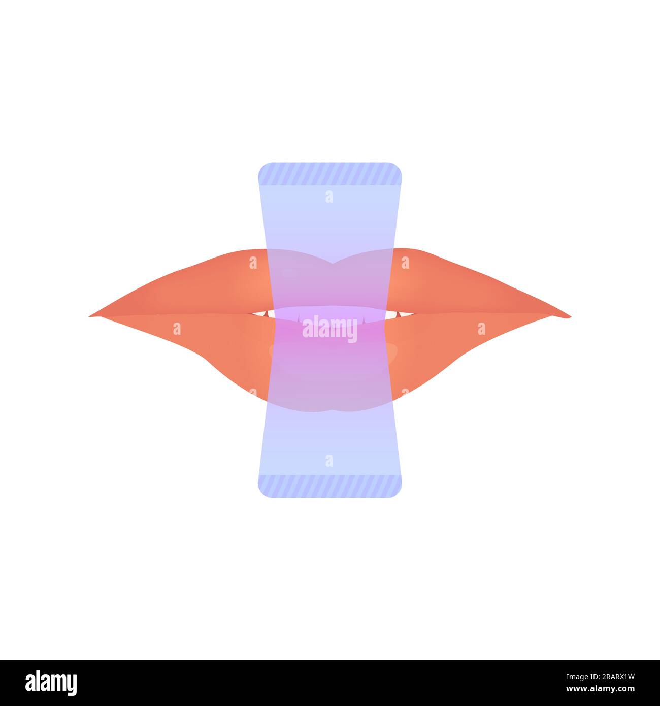 Mouth taping sleep strip over lips icon Stock Vector