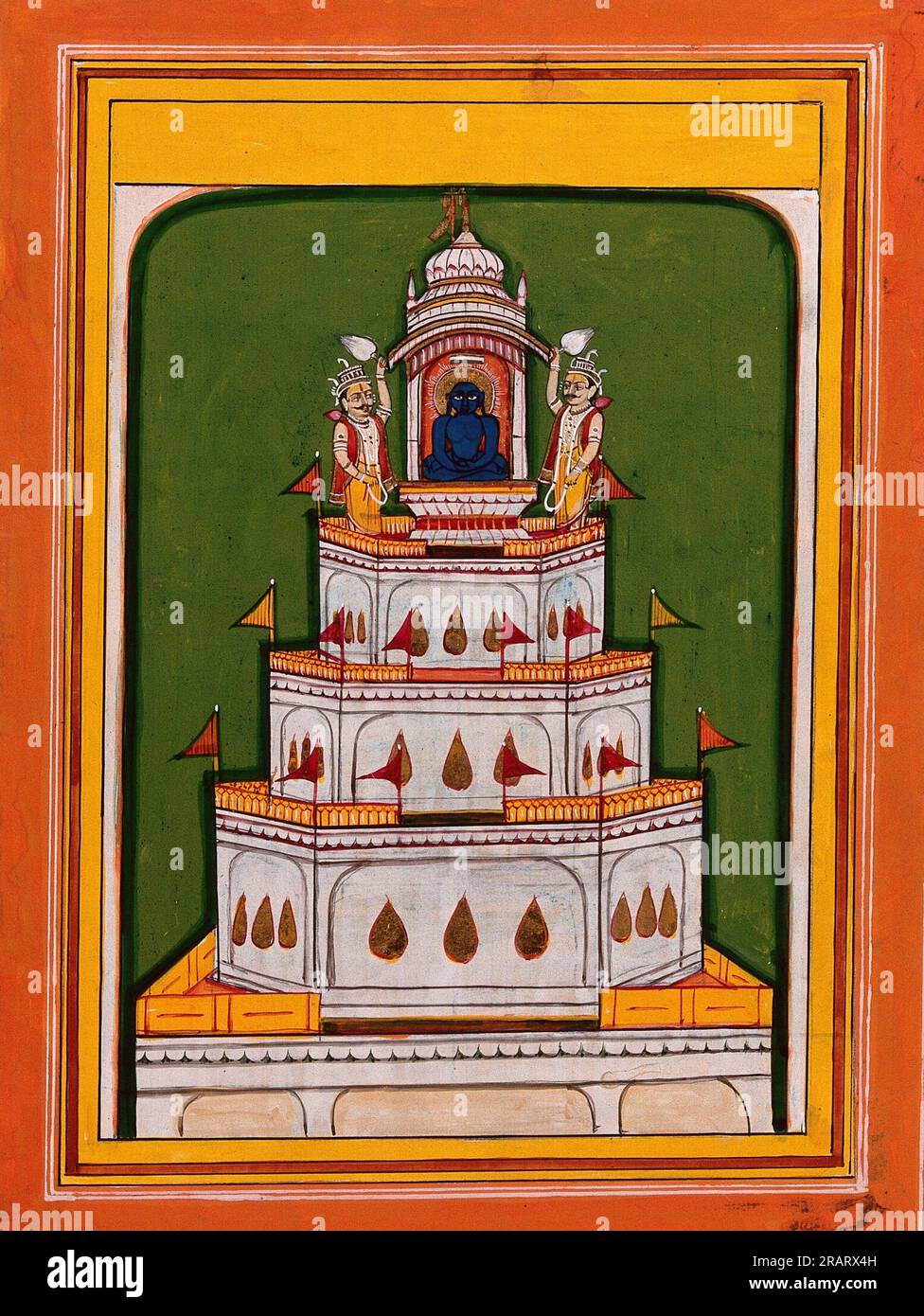 Buddha on top of a tiered pavilion. Painting by an Indian artist, 18
