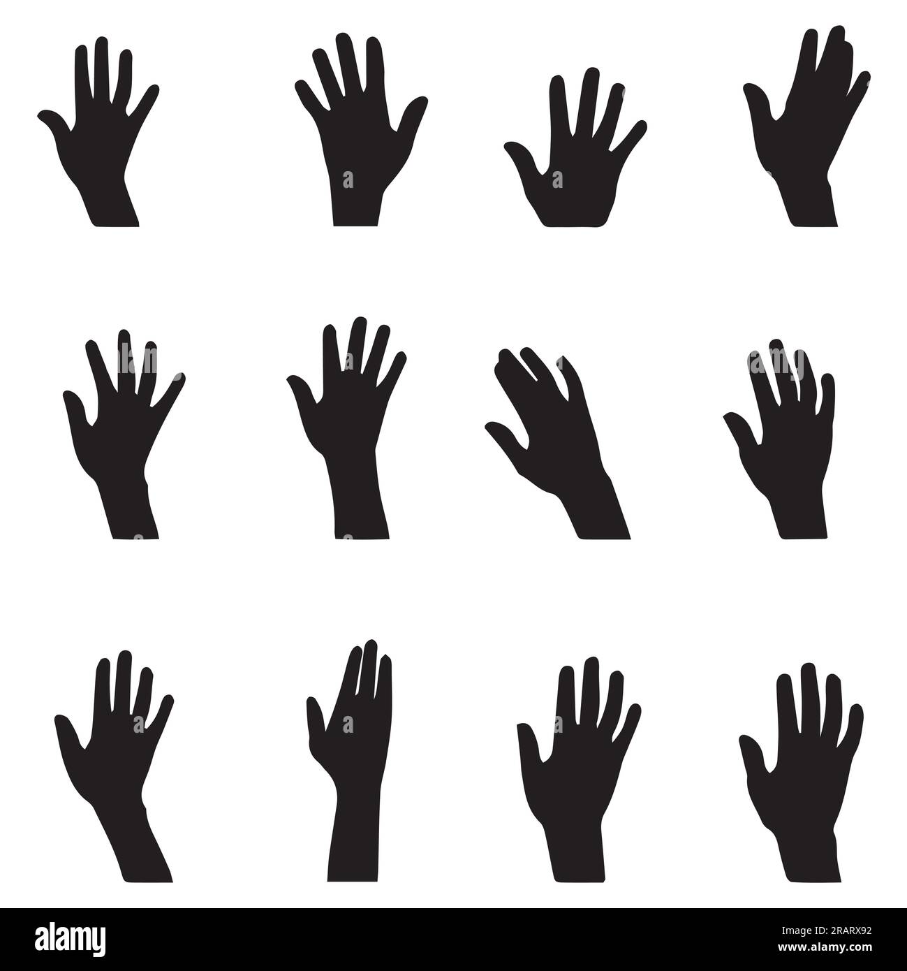 Silhouette hand rising vector collection Stock Vector