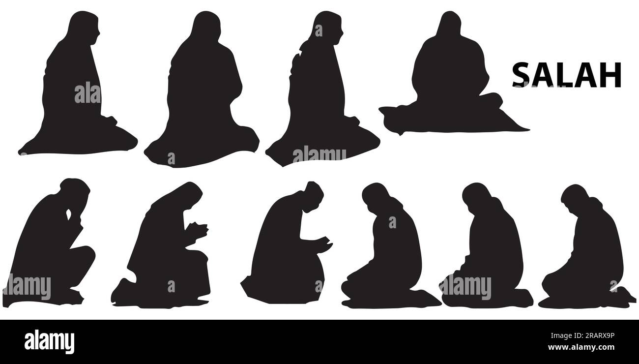 Set of silhouette Salah vector collection Stock Vector Image & Art - Alamy