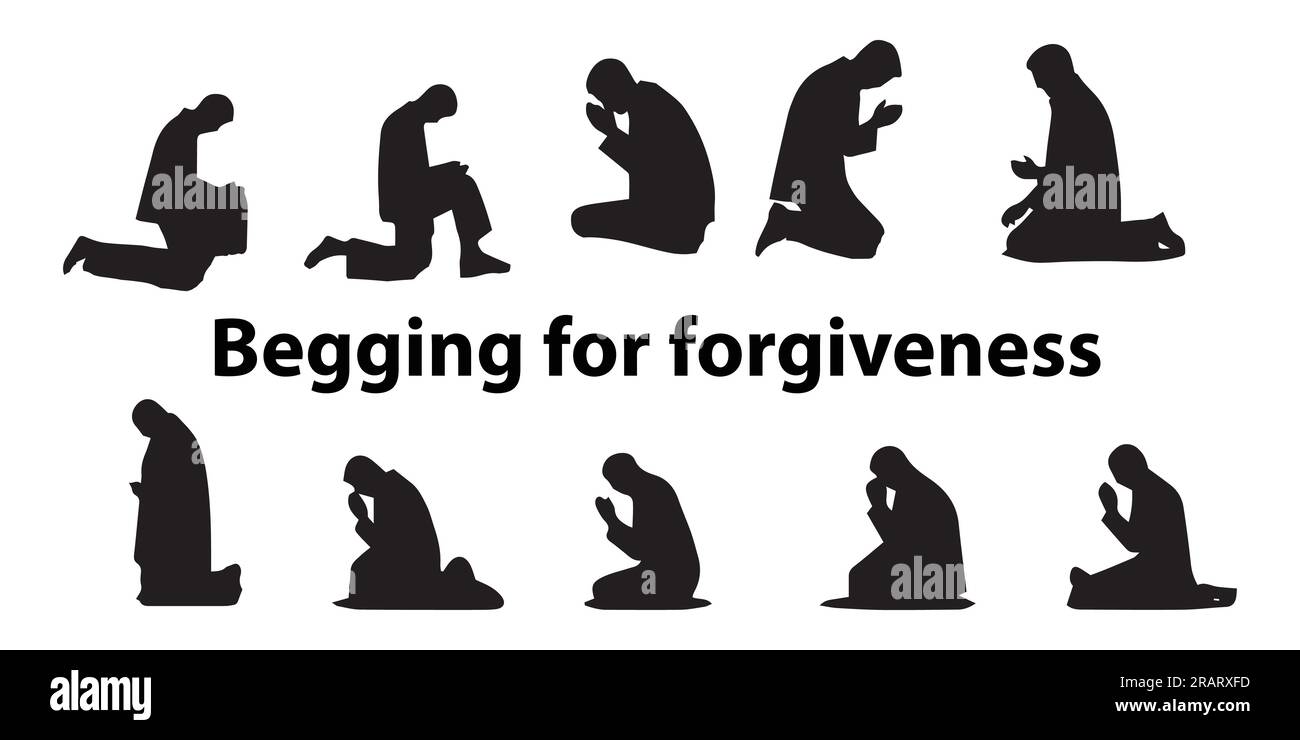Silhouette Begging for forgiveness vector illustration Stock Vector ...