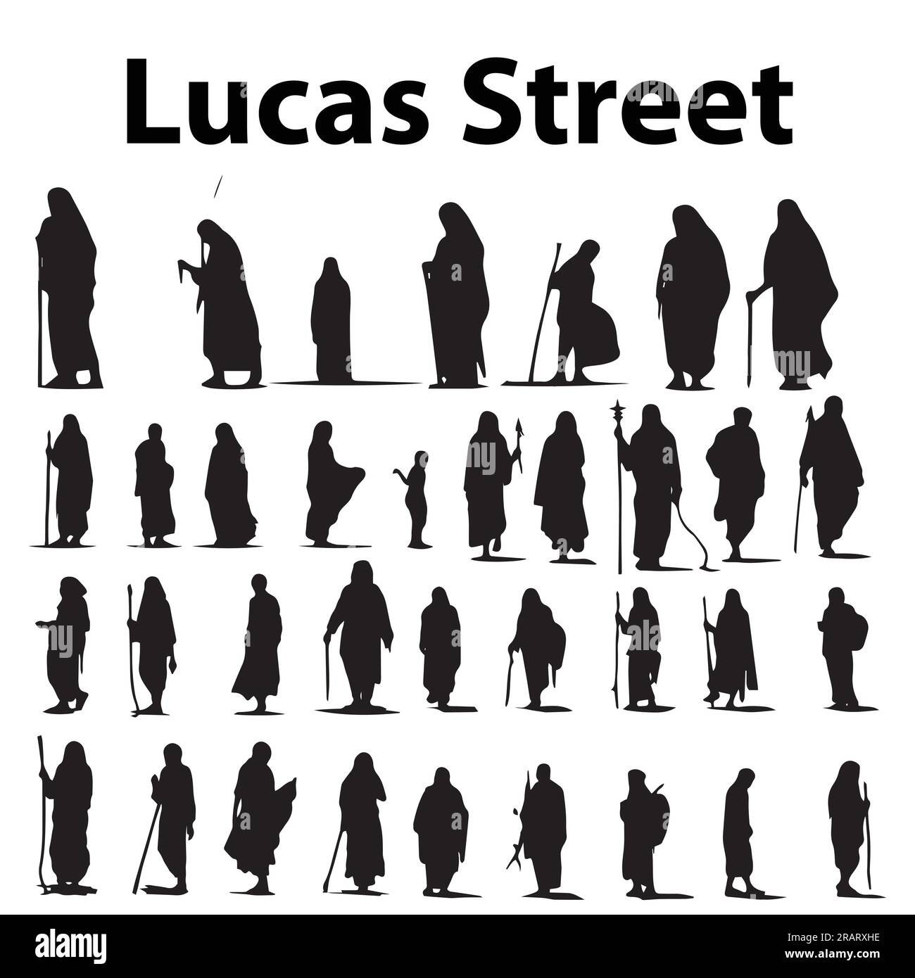 Set of silhouette Lucas Street vector collection Stock Vector