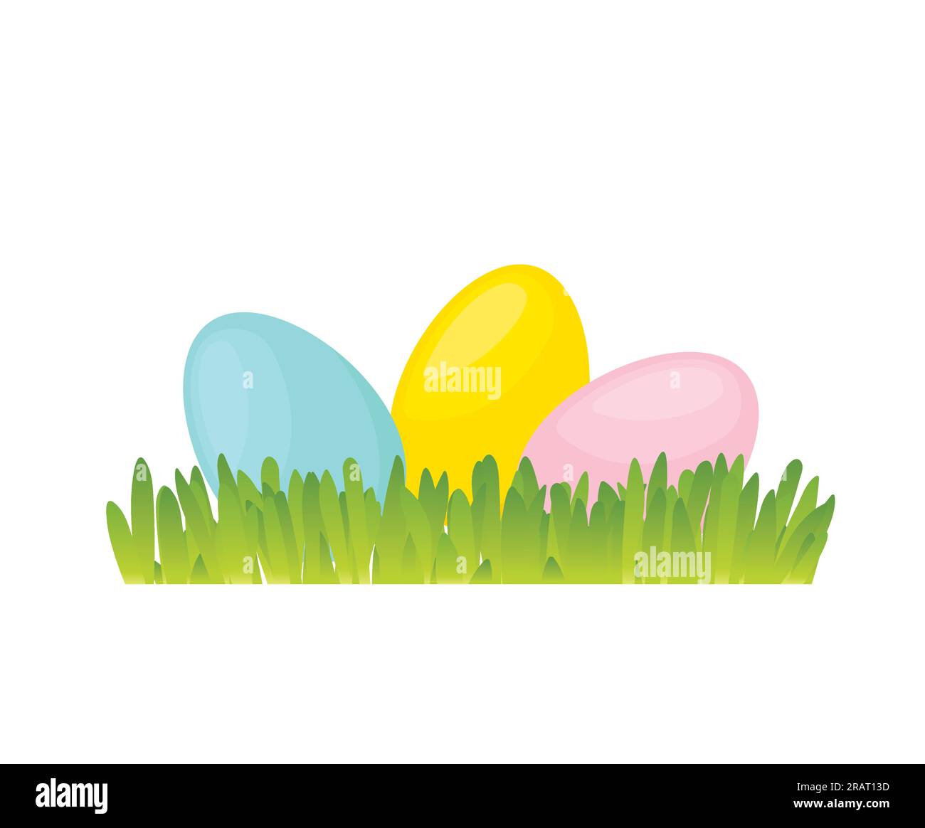 colorful easter eggs in a green spring grass or young oat- vector ...