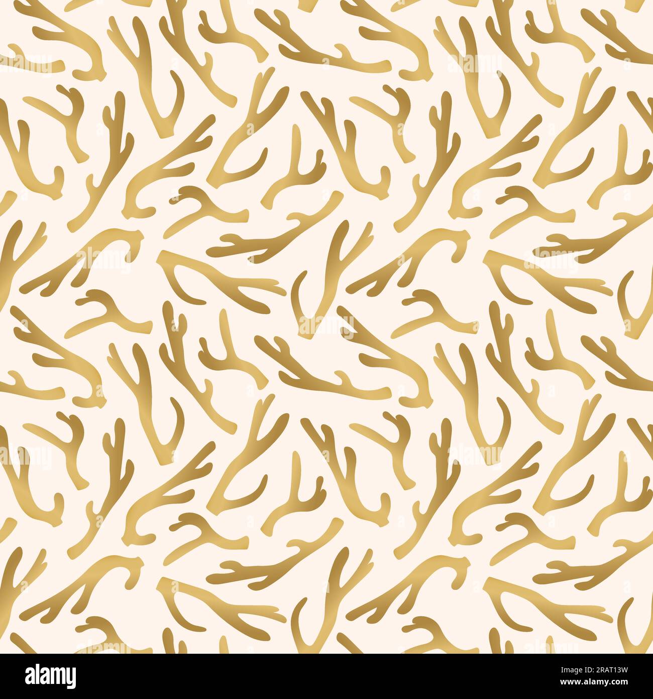 golden seamless pattern of reindeer antlers - vector illustration Stock ...