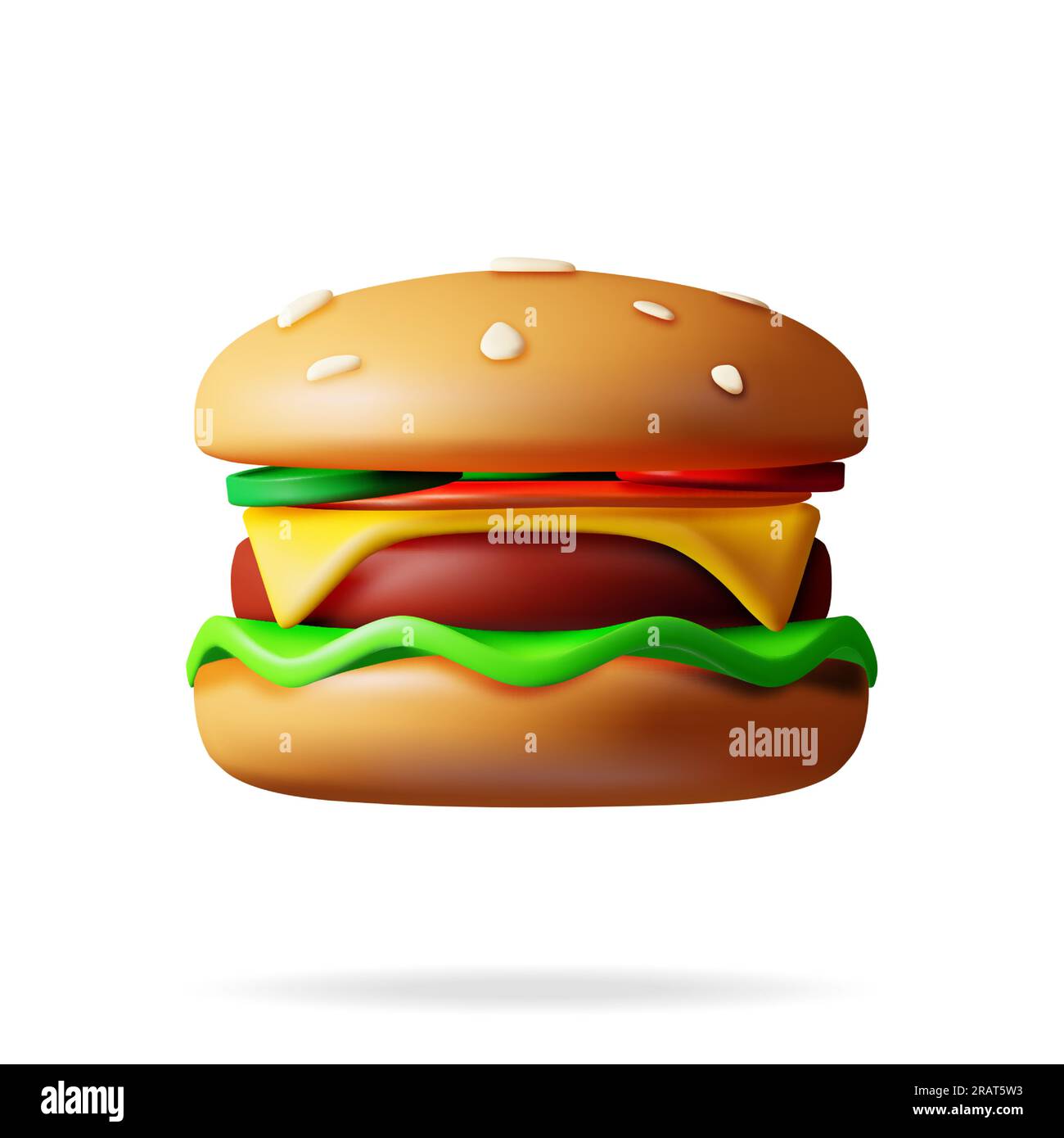 3D Tasty Burger Isolated on White. Stock Vector