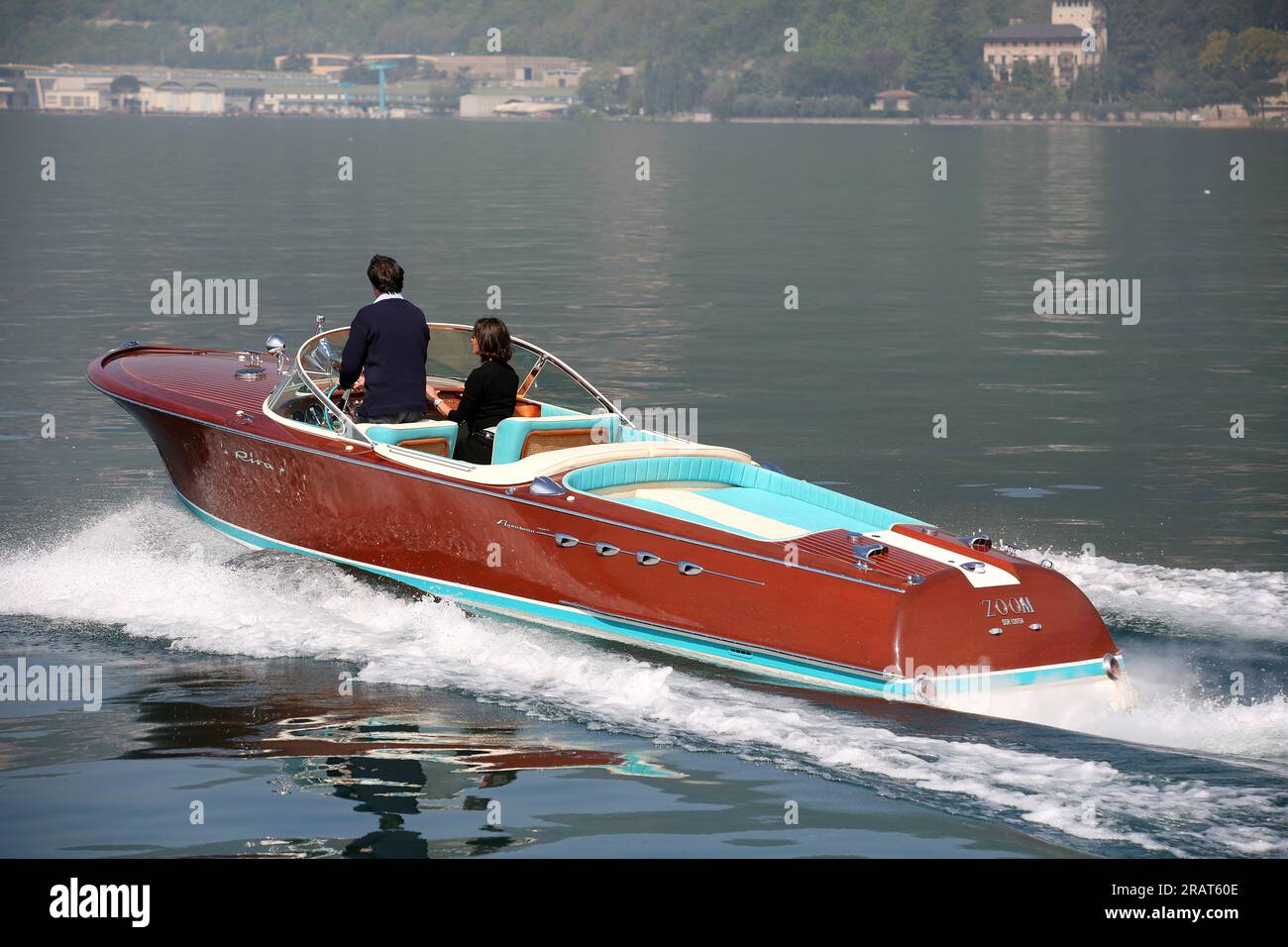 River speed boat on an Italian lake Stock Photo Alamy