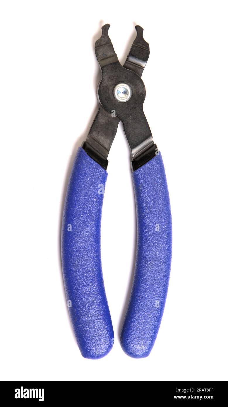 chain tool for bike maintenance (master link pliers to connect bicycle chains) blue, black metal