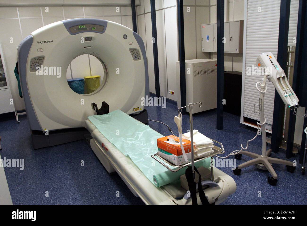 CT scanning device. Computer tomography scanner. Stock Photo