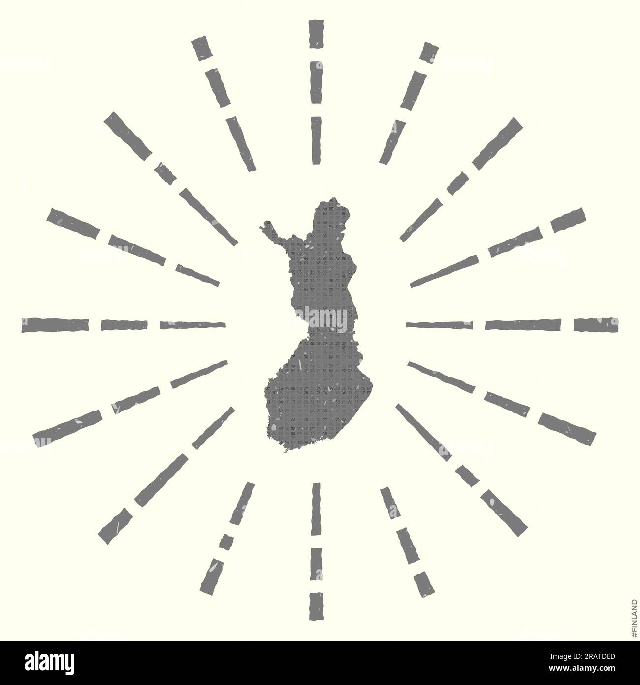 Finland Logo. Grunge sunburst poster with map of the country. Shape of ...