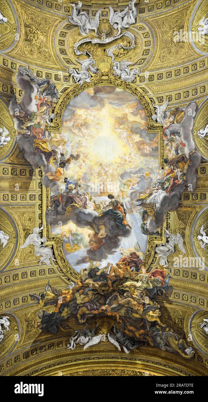 Triumph of the Name of Jesus 1679 by Giovanni Battista Gaulli Stock Photo