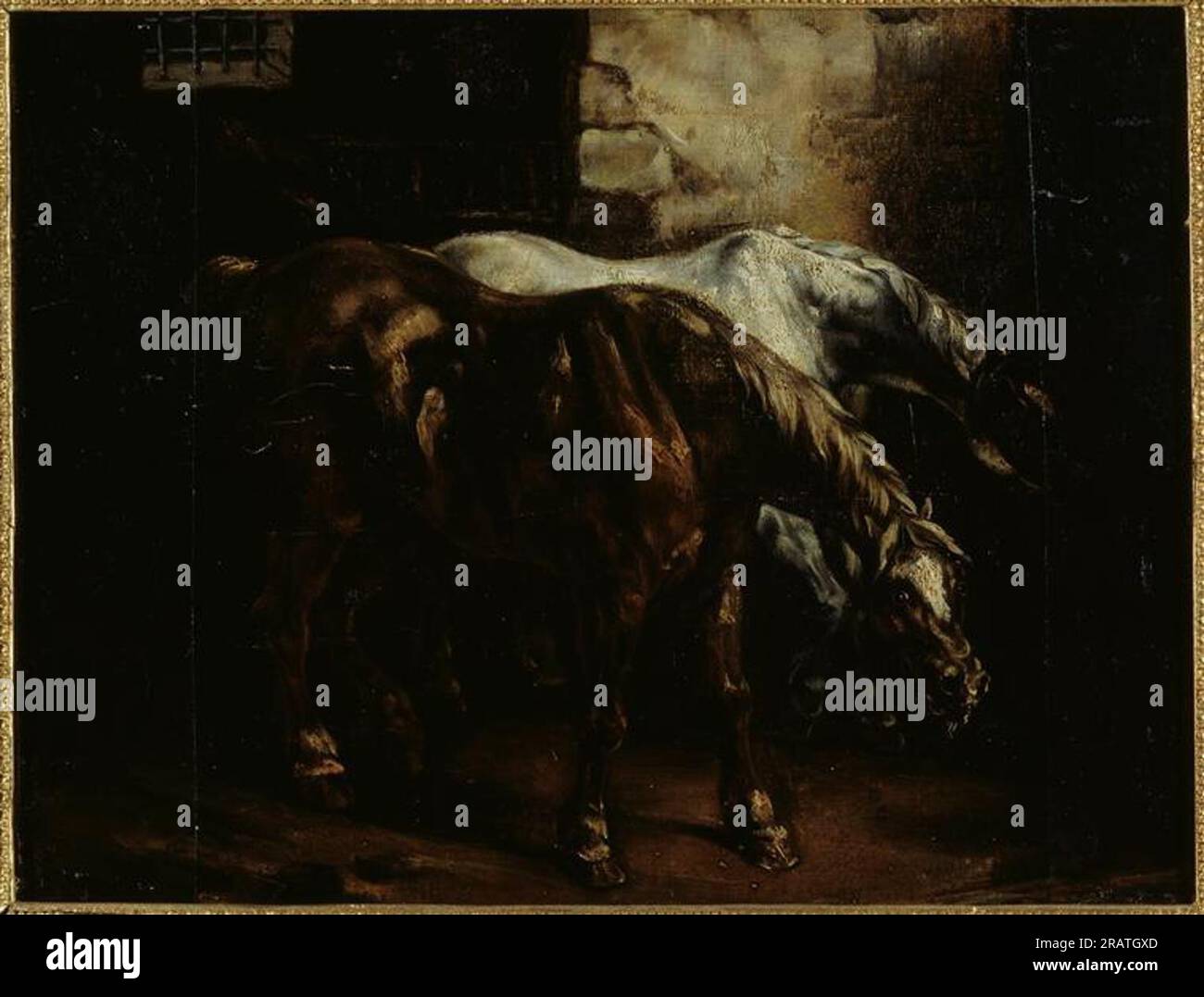 Two posthorses by Théodore Géricault Stock Photo Alamy