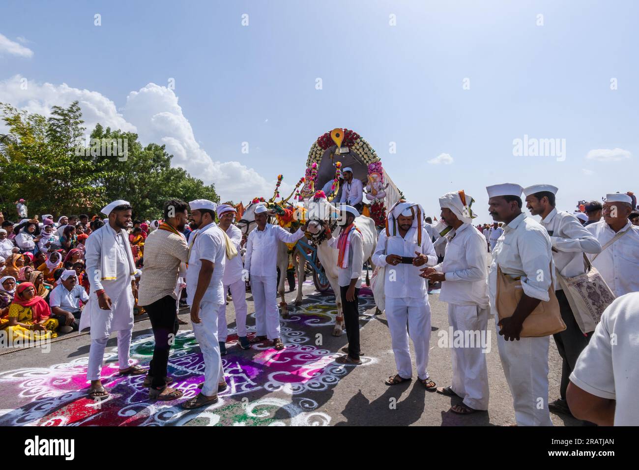 Closeup shot of palkhi rath taking palkhi from alandi to pandharpur Stock Photo