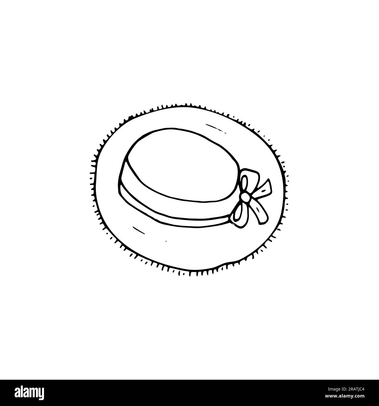 Handdrawn Women's straw hat with bow, isolated sketch style vector