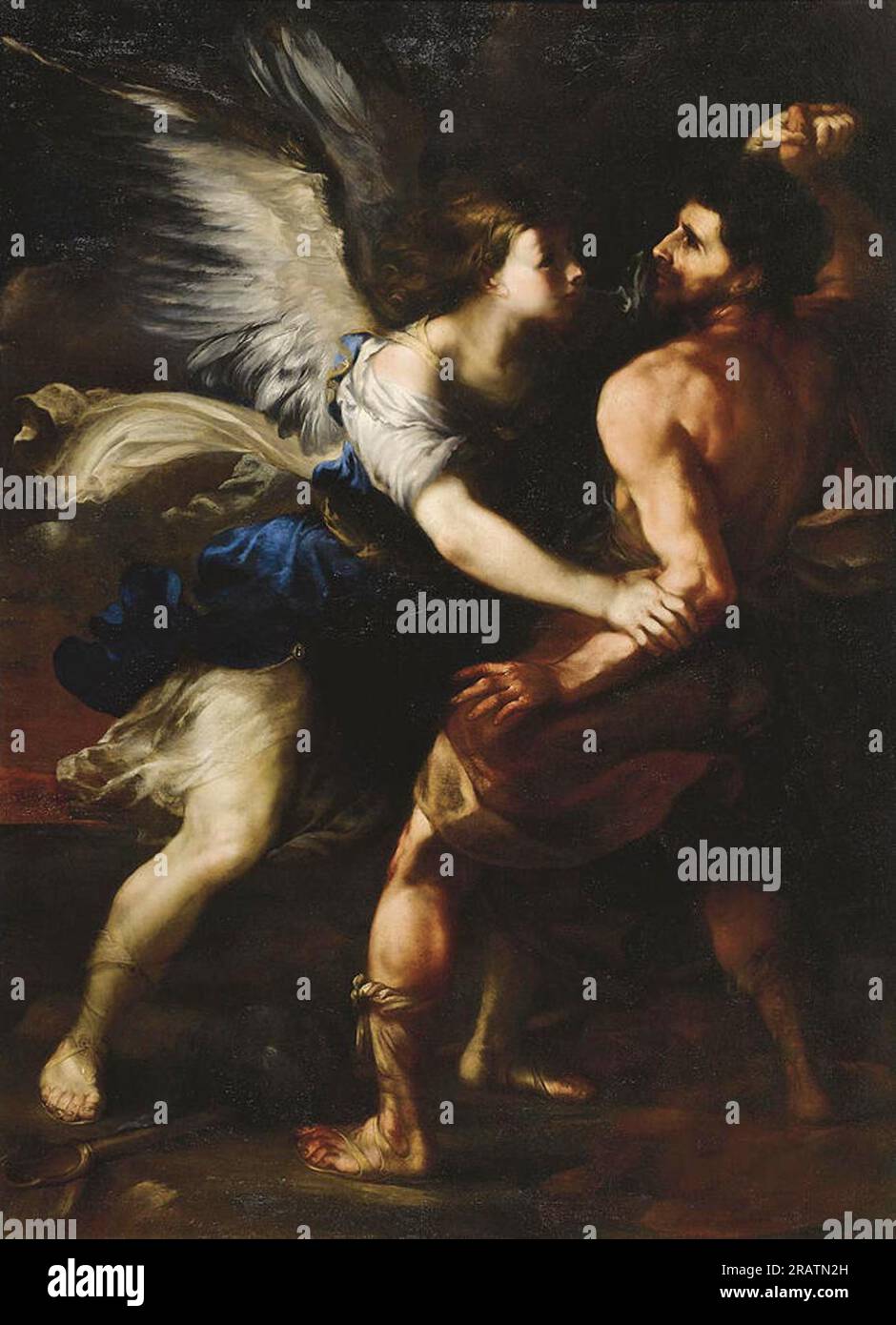 Jacob Wrestling with the Angel by Luca Giordano Stock Photo