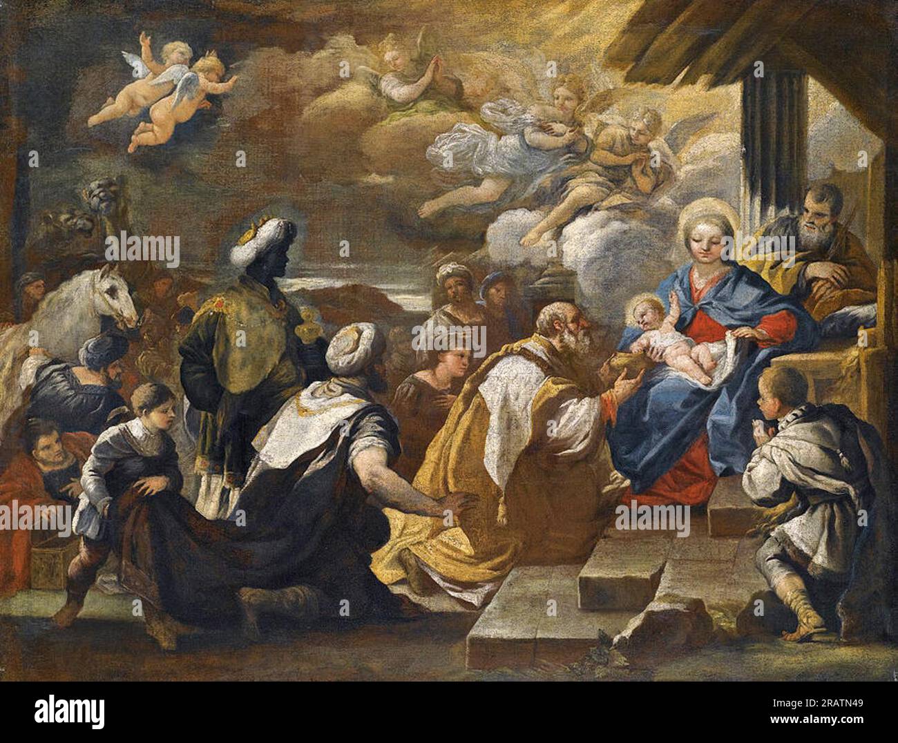 Adoration of the Magi by Luca Giordano Stock Photo - Alamy