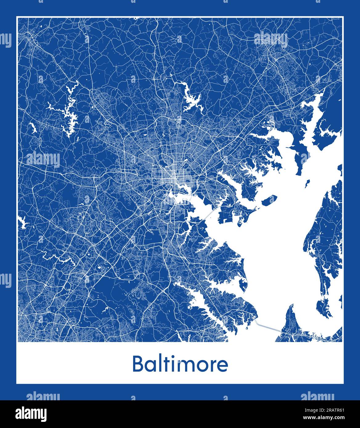 Baltimore United States North America City map blue print vector illustration Stock Vector