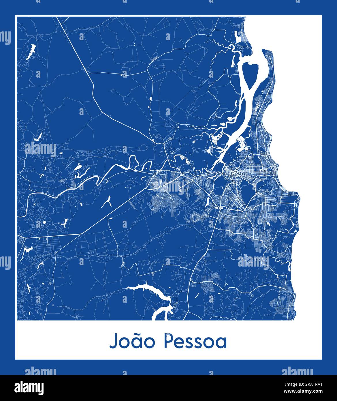 Joao Pessoa Brazil South America City map blue print vector