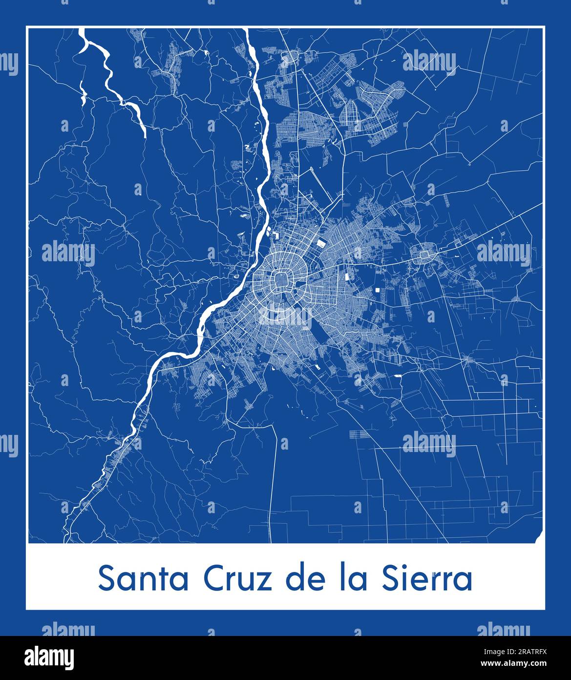Santa Cruz de la Sierra Bolivia South America City map blue print vector illustration Stock Vector