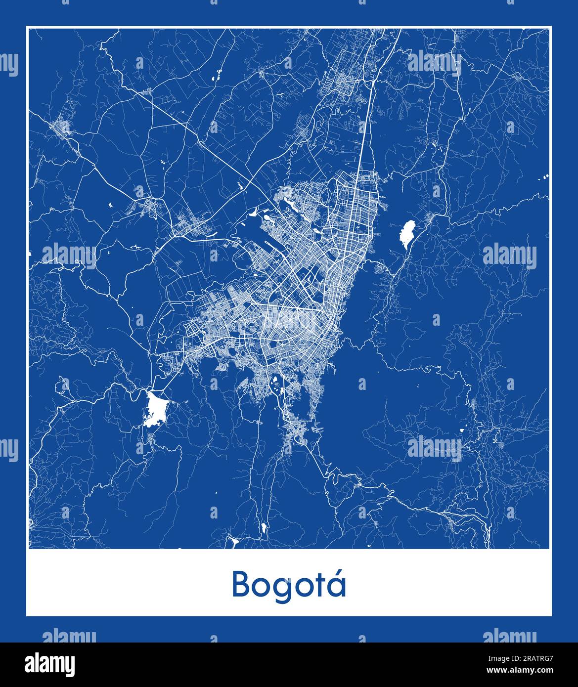 Bogota Colombia South America City map blue print vector illustration Stock Vector