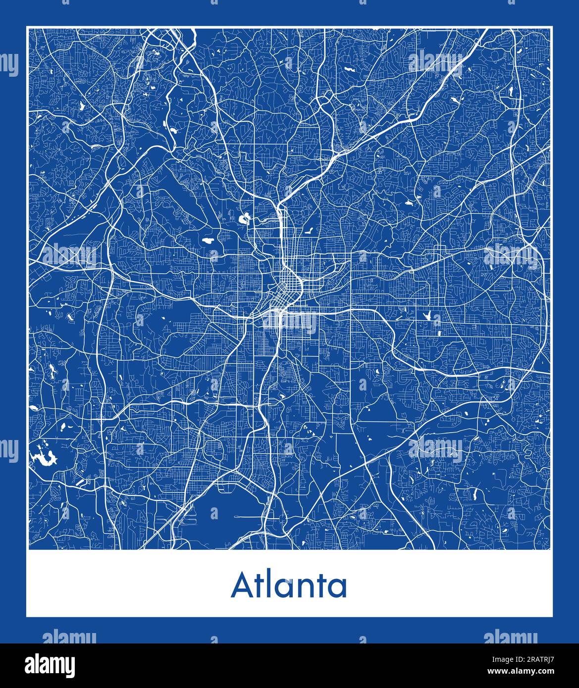 Atlanta Area Map Of Cities Atlanta United States North America City Map Blue Print Vector Illustration 2RATRJ7