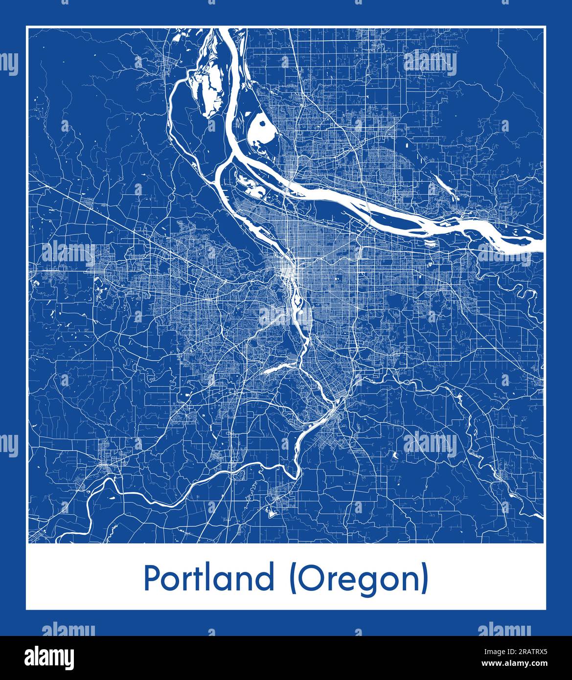 Portland Oregon United States North America City map blue print vector illustration Stock Vector