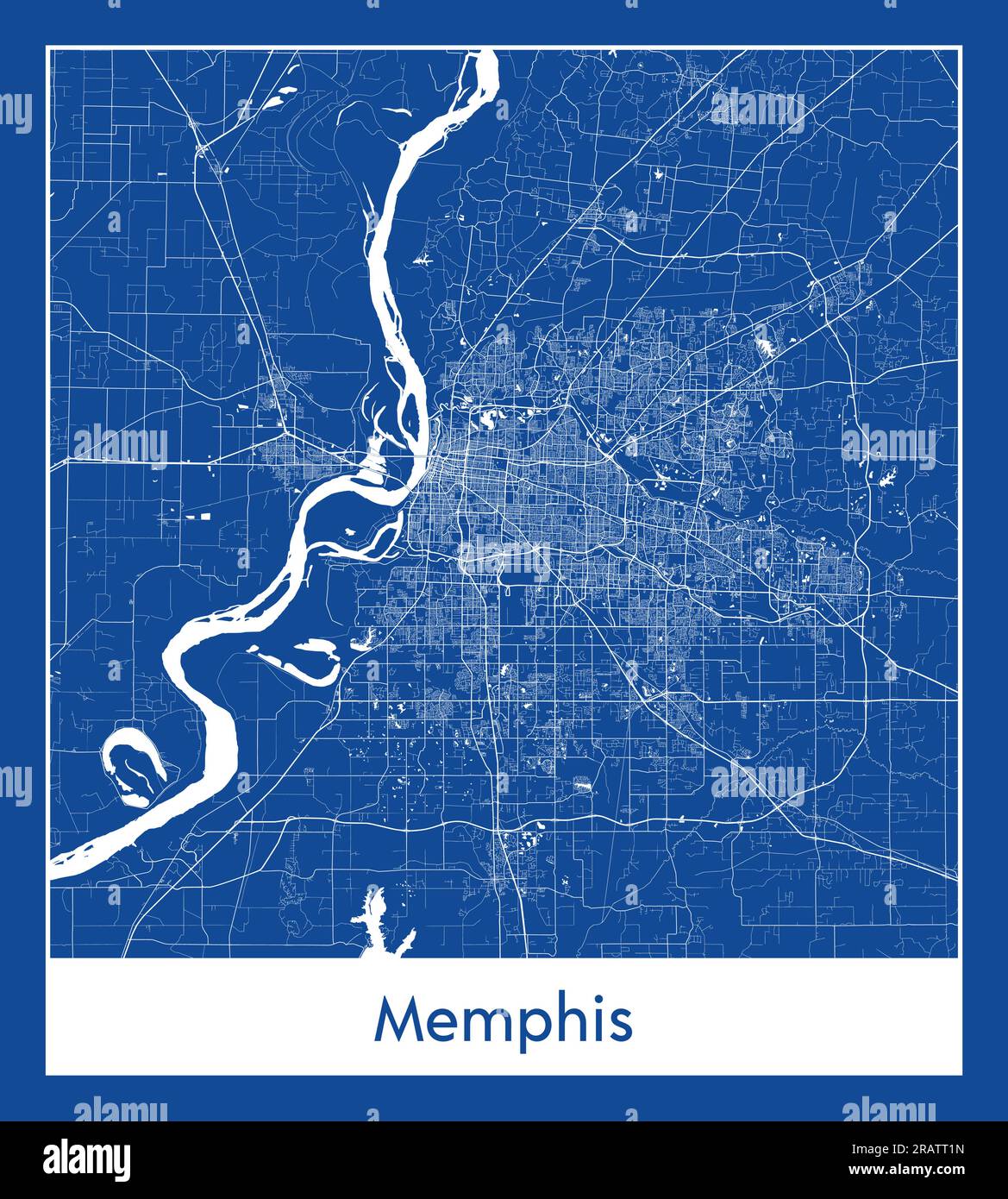 Map of memphis hi res stock photography - Memphis United States North America City Map Blue Print Vector Illustration 2RATT1N